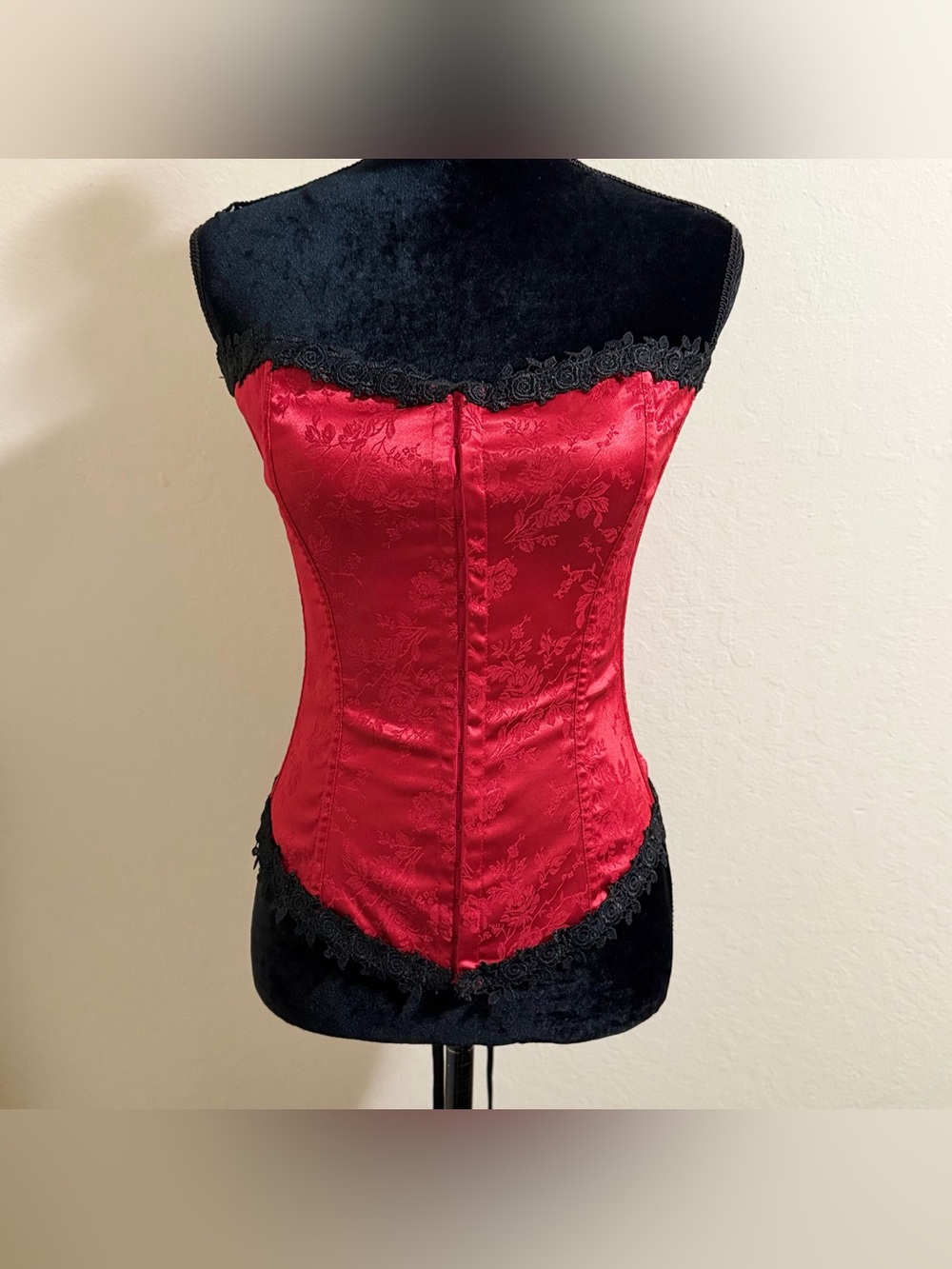 Fredericks of Hollywood Red Satin Brocade Corset Bustier Top 36 Goth Renaissance